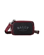 【BALLY】 CHADD 燙印LOGO印花尼龍牛皮飾邊可拆式拉鍊斜背胸掛包(黑x紅)