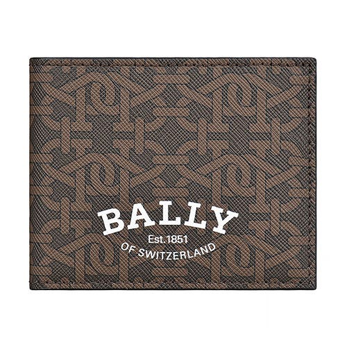【BALLY】 Brasai白字LOGO B字印花設計TPU 8卡對折短夾(棕)