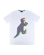 【PAUL SMITH】 DINO 簽字LOGO多彩恐龍圖案棉質短袖T恤(男款/白x藍綠)