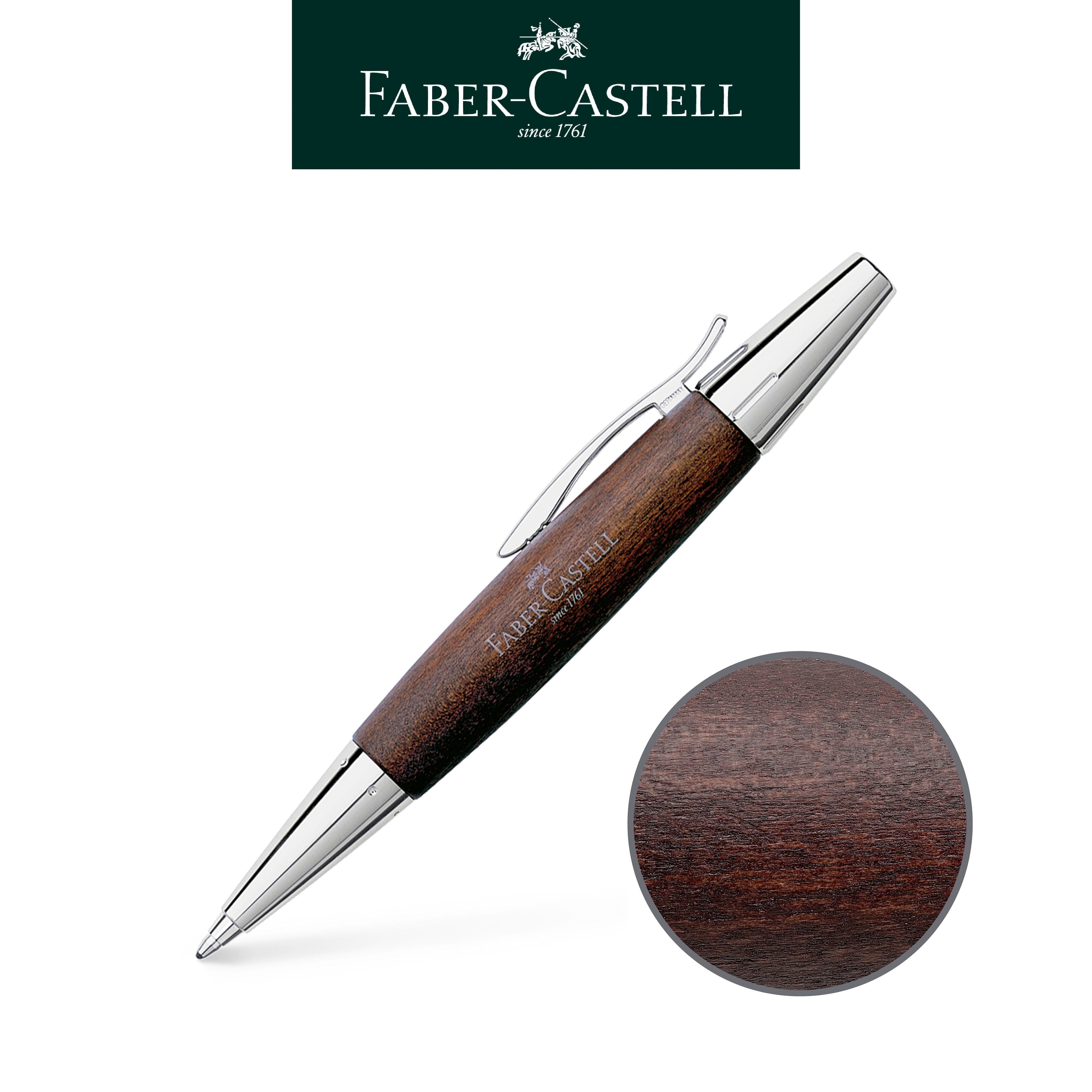 【Faber-Castell】輝柏 E-MOTION亮面梨木旋轉原子筆/深褐