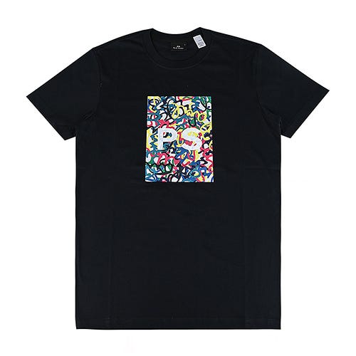 【PAUL SMITH】 白字PS LOGO彩色字母純棉短袖T恤(男款/墨藍x多色)