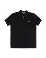 【PAUL SMITH】 草寫LOGO左胸鮮豔斑馬布標貼有機純棉珠地布POLO衫(男款/黑x灰)