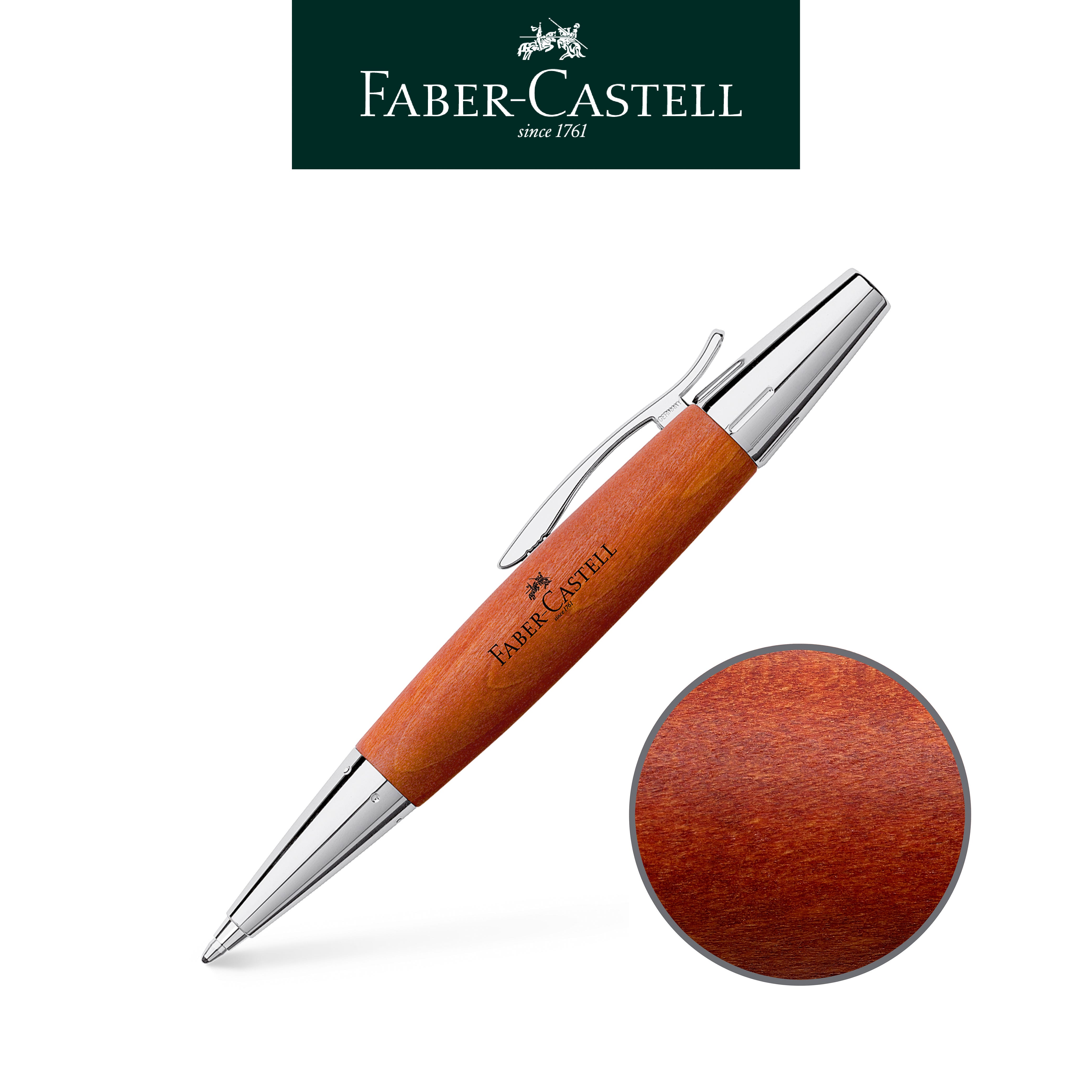 【Faber-Castell】輝柏 E-MOTION亮面梨木旋轉原子筆/褐