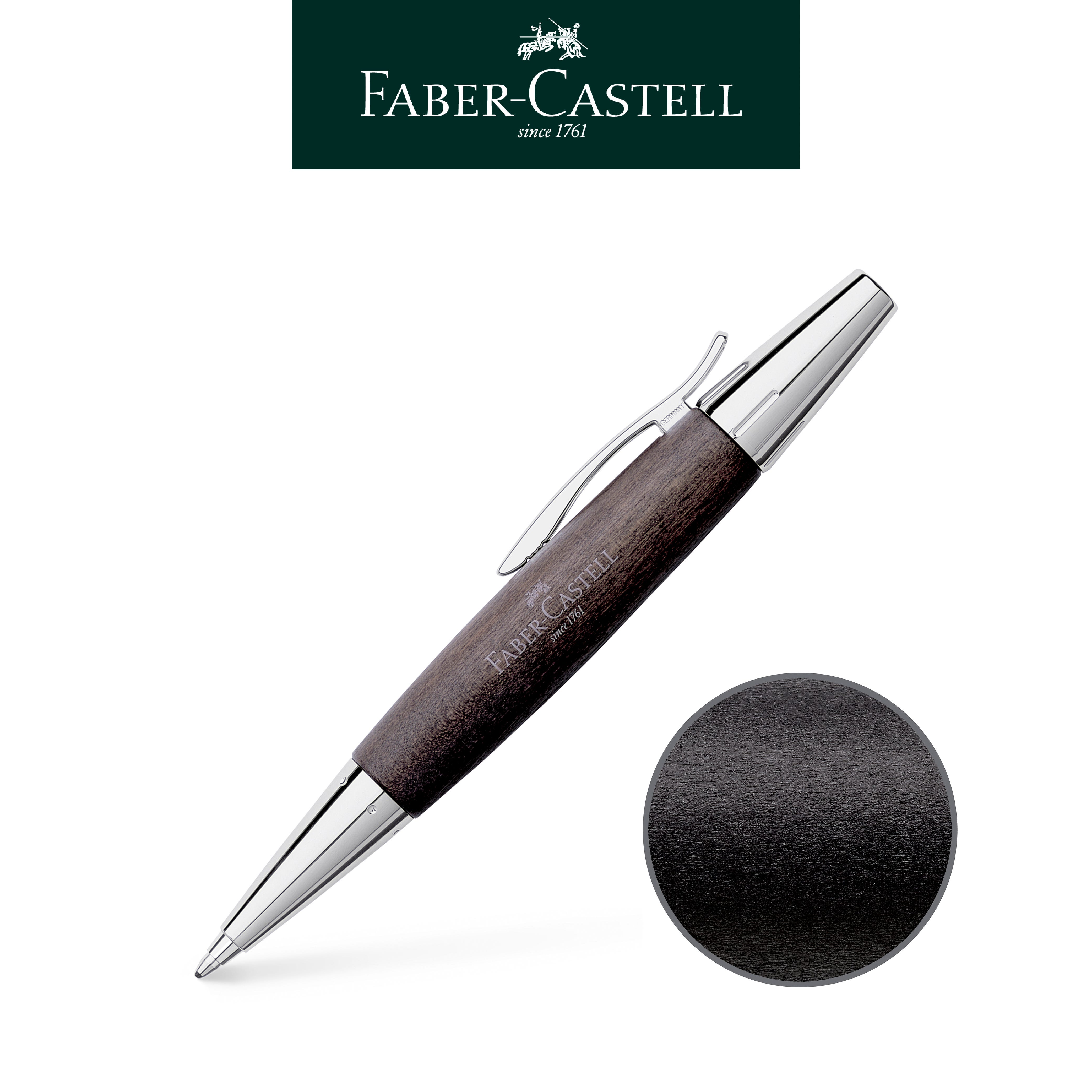  【Faber-Castell】輝柏 E-MOTION亮面梨木旋轉原子筆/黑