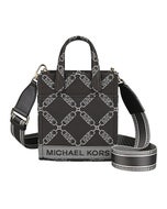 【MICHAEL KORS】 Gigi 針繡LOGO帆布菱格造型斜背包(特小號/巧克力x多色)