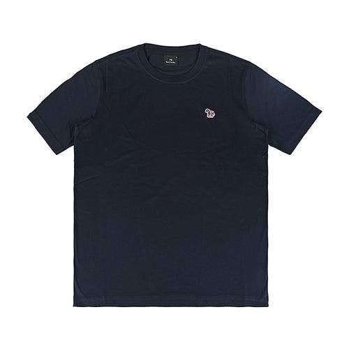 【PAUL SMITH】 簽字LOGO刺繡布章多彩斑馬圓領短袖T恤(男款/海軍藍)