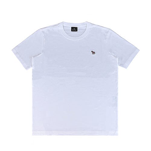 【PAUL SMITH】 簽字LOGO刺繡布章多彩斑馬圓領短袖T恤(男款/白)