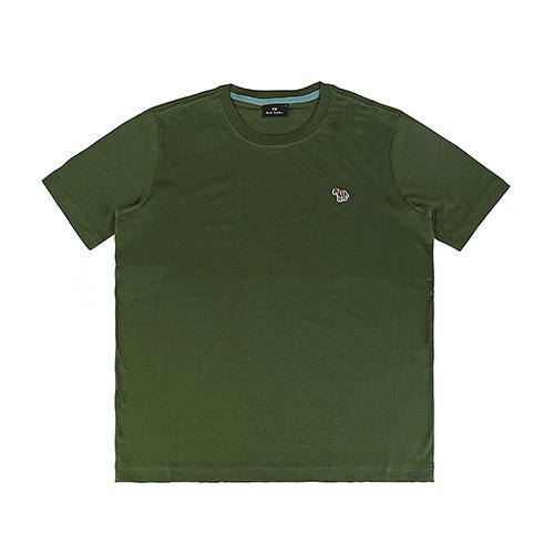【PAUL SMITH】 簽字LOGO刺繡布章多彩斑馬圓領短袖T恤(男款/綠)