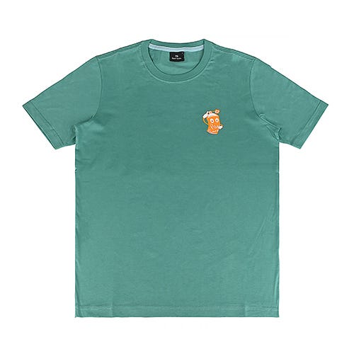【PAUL SMITH】 白字LOGO顏料噴漆罐造型圓領短袖T恤(男款/綠)