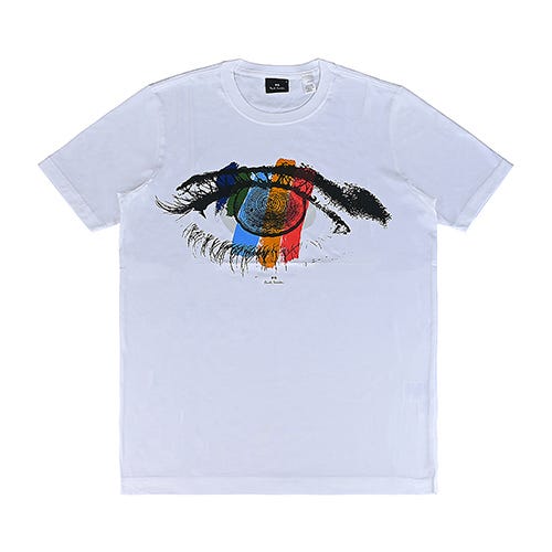 【PAUL SMITH】 字母LOGO眼睛噴印多彩造型圓領短袖T恤(男款/白)