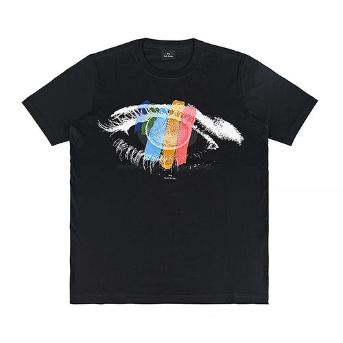 【PAUL SMITH】 字母LOGO眼睛噴印多彩造型圓領短袖T恤(男款/黑)