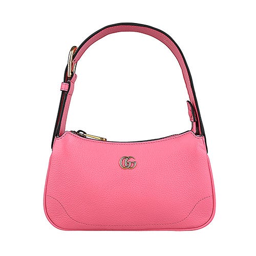 【GUCCI】 Aphrodite 立體G字LOGO皮革搭麂皮內襯手提包(迷你/淺粉紅)