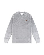 【Maison Kitsuné】 布標貼LOGO狐狸頭造型純棉插肩長袖T恤(男款/灰)