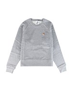 【Maison Kitsuné】 布標貼LOGO狐狸頭造型純棉插肩長袖T恤(女款/灰)
