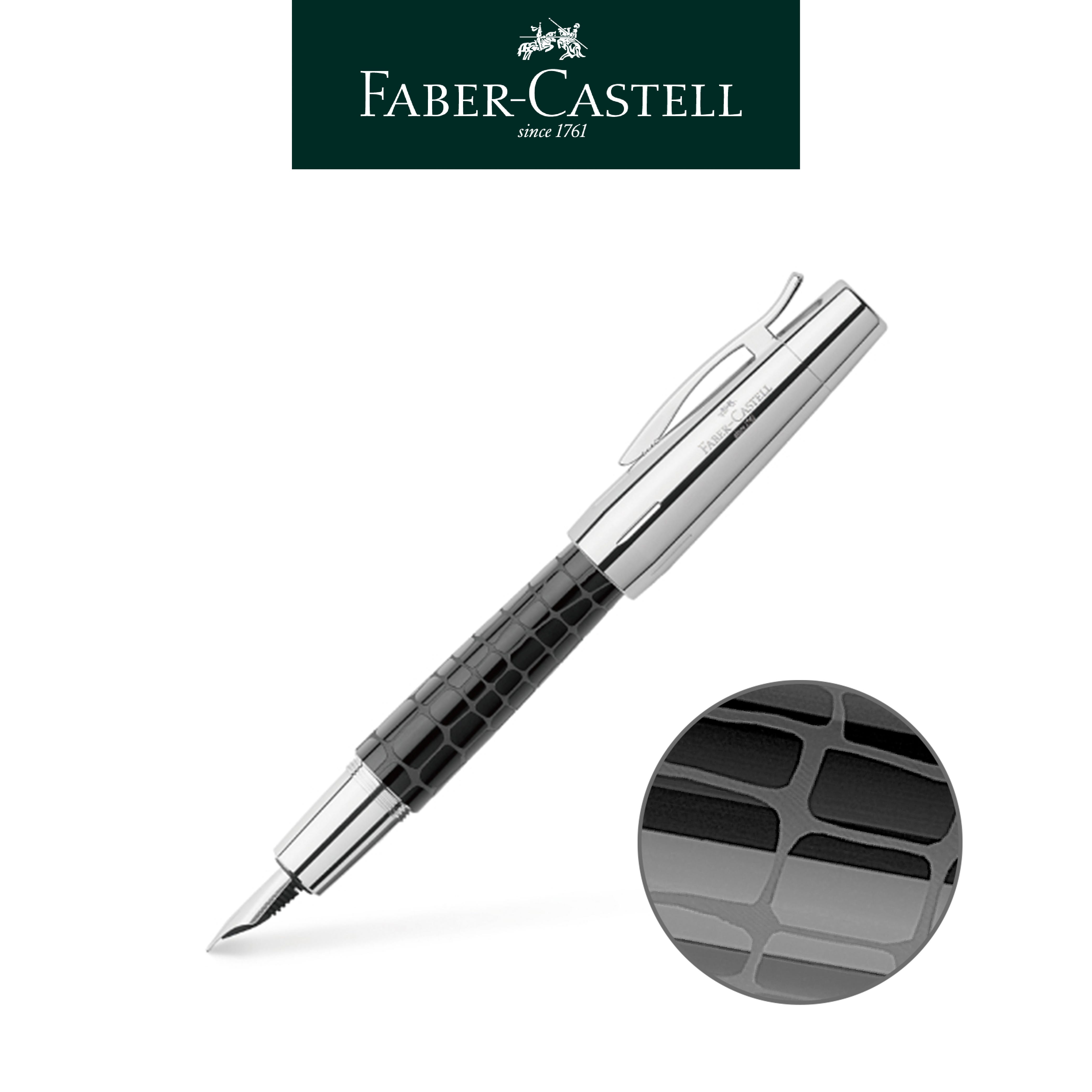 【Faber-Castell】輝柏 E-MOTION鱷魚紋鋼筆EF尖/黑