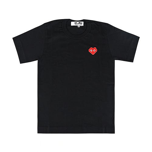【Comme Des Garcons Play】 川久保玲 紅心大眼LOGO布標貼純棉短袖T恤(女款/黑)