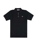 【Maison Kitsuné】 小狐狸LOGO法國旗幟配色純棉短袖POLO衫(男款/黑)