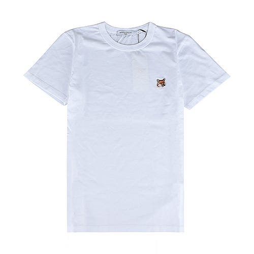 【Maison Kitsuné】 刺繡狐狸頭LOGO純棉短袖T恤(女款/白)
