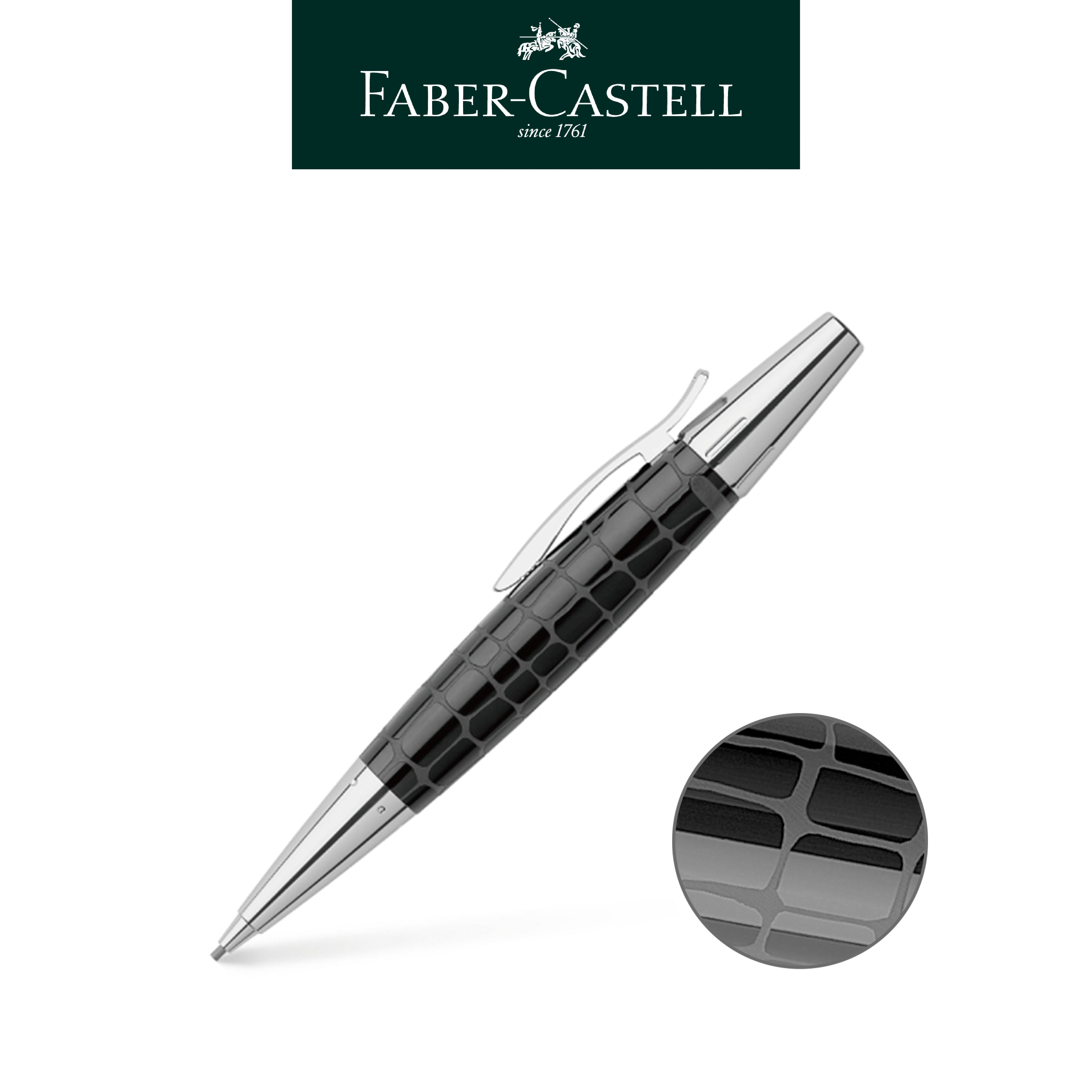 【Faber-Castell】輝柏 E-MOTION鱷魚紋1.4mm旋轉鉛筆/黑