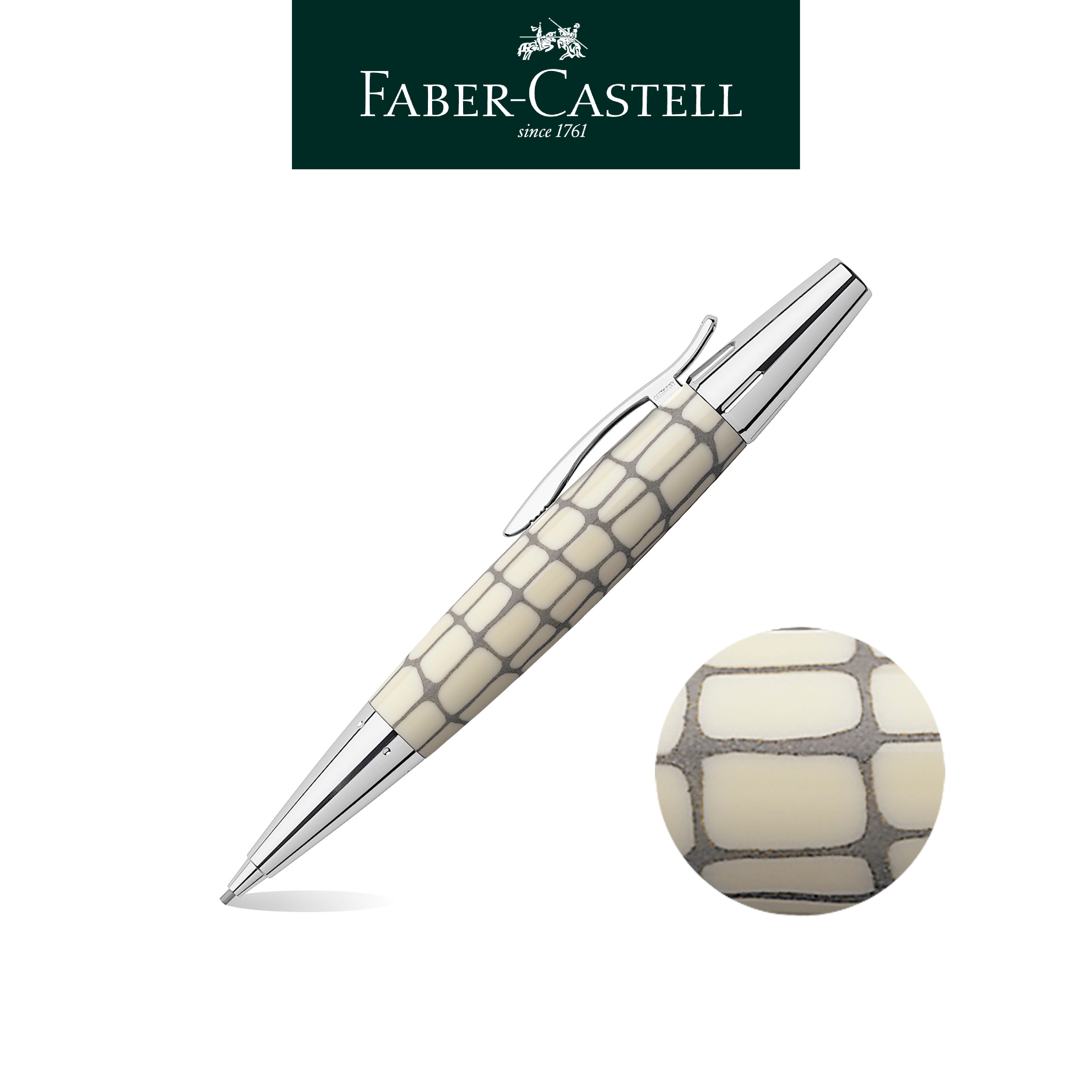  【Faber-Castell】輝柏 E-MOTION鱷魚紋1.4mm旋轉鉛筆/象牙白