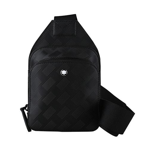 【MONTBLANC 萬寶龍】Extreme 六芒星LOGO牛皮斜背單肩包(迷你/黑)