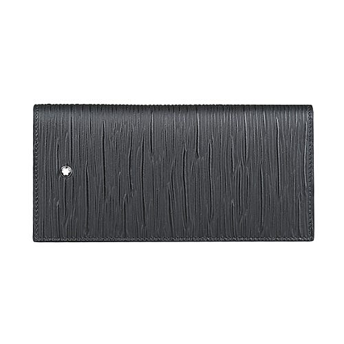 【MONTBLANC 萬寶龍】大班4810系列 內烙印LOGO樹皮壓紋牛皮萬用多功能長夾(黑)