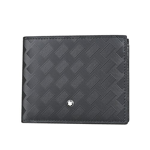 【MONTBLANC 萬寶龍】Extreme風尚系列3.0 內壓印LOGO牛皮對開式多功能短夾(黑)