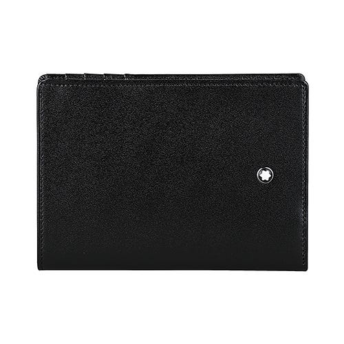 【MONTBLANC 萬寶龍】大班系列 內壓印LOGO牛皮7卡式卡夾皮夾(黑)