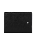 【MONTBLANC 萬寶龍】大班系列 內壓印LOGO牛皮7卡式卡夾皮夾(黑)