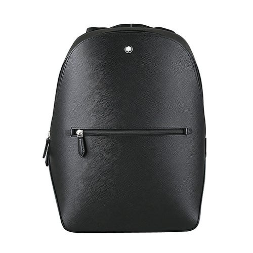 【MONTBLANC 萬寶龍】匠心系列 皮革壓印LOGO牛皮小型後背包(黑)