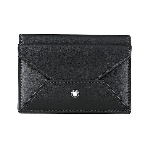【MONTBLANC 萬寶龍】大班系列 內壓印LOGO小牛皮4卡式名片夾(黑)