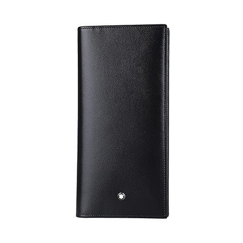 【MONTBLANC 萬寶龍】大班系列 內烙印LOGO小牛皮14卡式多功能長夾(黑)