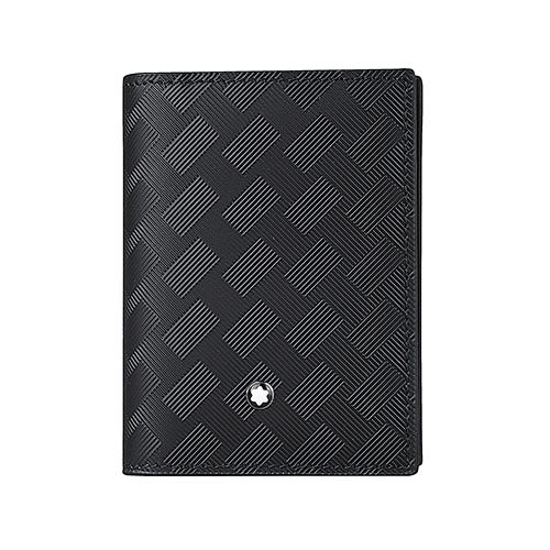 【MONTBLANC 萬寶龍】風尚系列3.0 內壓印LOGO印花牛皮4卡式卡夾(黑)