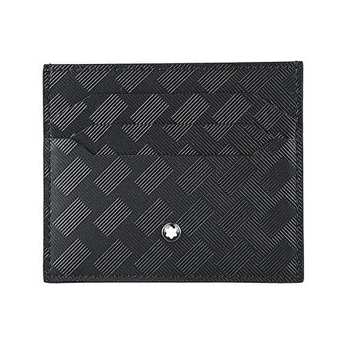 【MONTBLANC 萬寶龍】風尚系列3.0 壓印LOGO印花牛皮6卡式卡夾(黑)