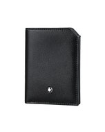 【MONTBLANC 萬寶龍】大班系列 內壓印LOGO小牛皮4卡式薄型短夾(黑)