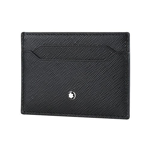 【MONTBLANC 萬寶龍】匠心系列 壓印LOGO牛皮5卡式卡夾(黑)