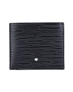 【MONTBLANC 萬寶龍】4810系列 內壓印LOGO牛皮樹皮壓紋8卡式多功能短夾(黑)