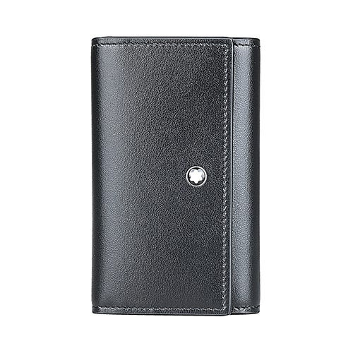 【MONTBLANC 萬寶龍】大班系列 內烙印LOGO牛皮釦式鑰匙包(黑)