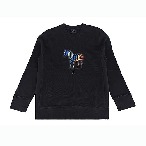 【PAUL SMITH】燙字LOGO彩色斑馬印花純棉長袖T恤(男款/黑)