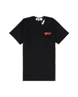 【Comme Des Garcons Play】川久保玲 布標字母LOGO雙色愛心純棉短袖T恤(女款/黑)