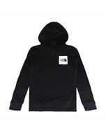 【The North Face】前後黑白印字LOGO棉質連帽T恤(黑x白x黑/男款)