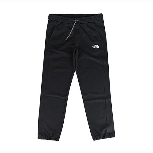 【The North Face】白色英文LOGO棉質休閒運動長褲(黑x白/男款)