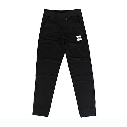 【The North Face】字母膠印LOGO棉質慢跑長褲(黑x白/男款)