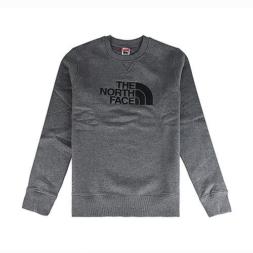【The North Face】針繡黑字LOGO棉質長袖T恤(灰x黑/男款)
