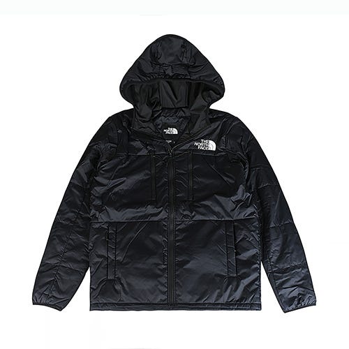 【The North Face】白色繡字LOGO尼龍連帽外套(黑x白/男款)
