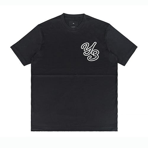 【Y-3】塗鴉膠印LOGO圓領棉質短袖T恤(黑)