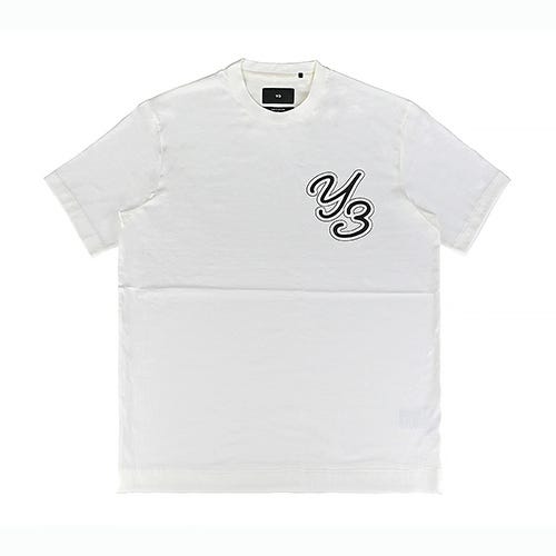 【Y-3】塗鴉膠印LOGO圓領棉質短袖T恤(白)