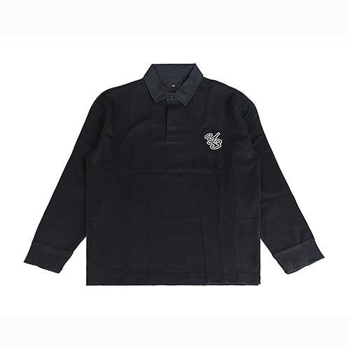 【Y-3】黑白刺繡LOGO純棉3領釦長袖POLO衫(黑)