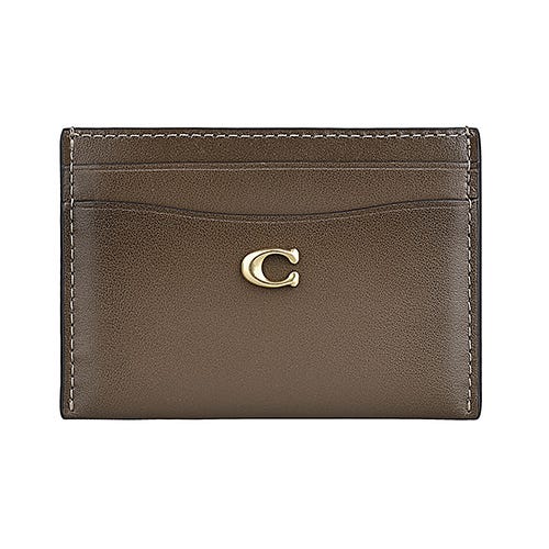 【COACH】黃銅C字LOGO漸層小牛皮4卡名片卡夾(漸層深石灰)