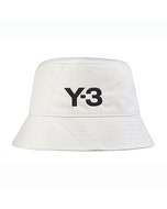 【Y-3】BUCKET HAT英文繡字LOGO再生聚酯纖維漁夫帽(白x黑)